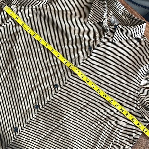 Chico’s black tan Striped button down long sleeve shirt size 3 / XL - Picture 6 of 9